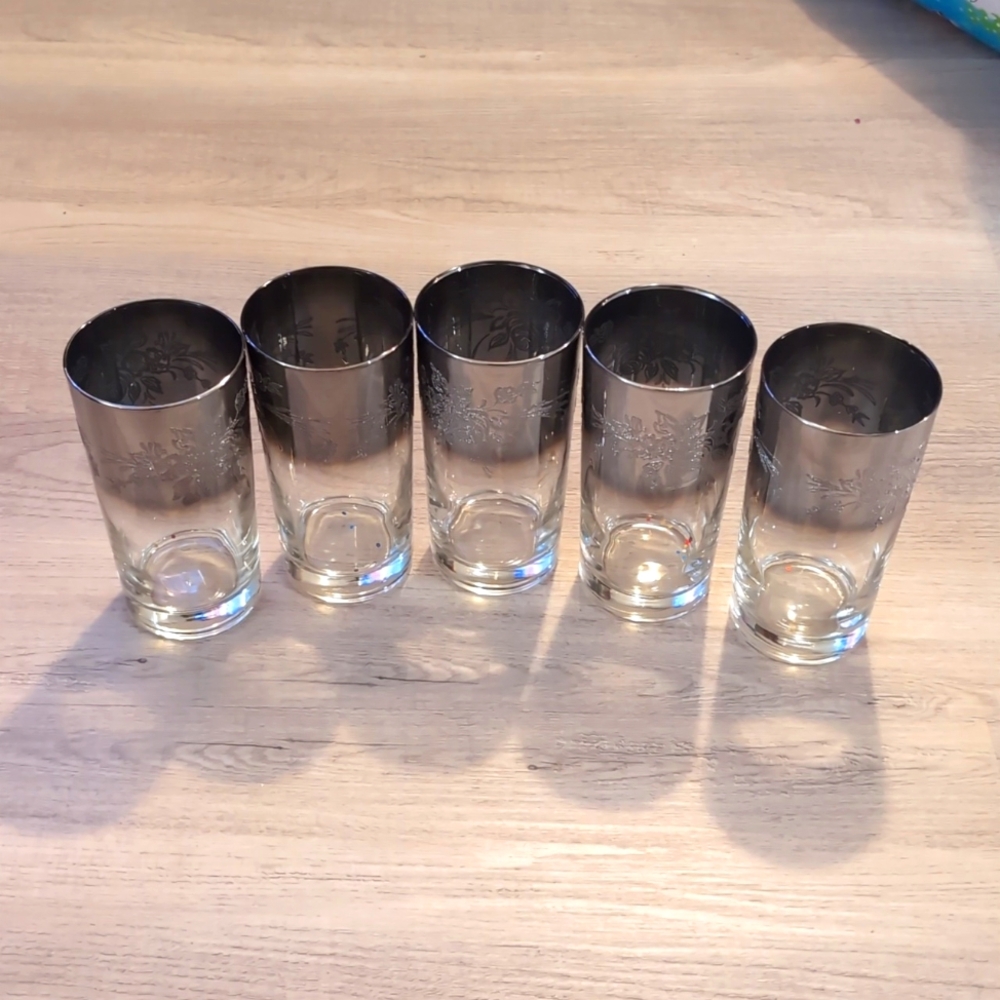 Set of 5 Mid Century Highball 13oz Cocktail Glasses 50's